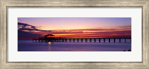 Framed Sunset Mobile Pier AL USA Print