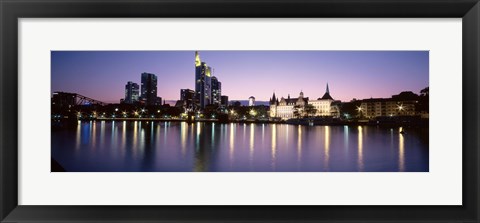 Framed Skyline In Evening, Main River, Frankfurt, Germany Print
