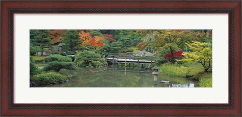Framed Plank Bridge, The Japanese Garden, Seattle, Washington State, USA Print