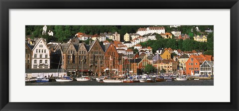 Framed Boats on the Water, Bergen, Norway Print