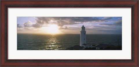 Framed Lighthouse in the sea, Trevose Head Lighthouse, Cornwall, England Print
