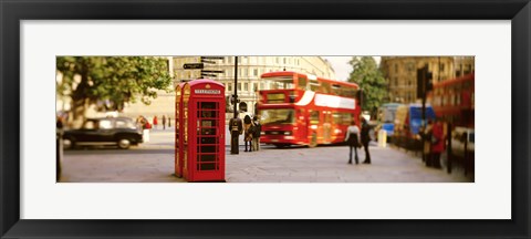 Framed Phone Box, Trafalgar Square Afternoon, London, England, United Kingdom Print