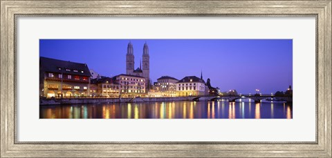 Framed Commercial District, Limmatquai, Zurich, Switzerland Print