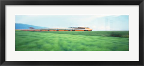 Framed TGV High-speed Train passing through a grassland Print