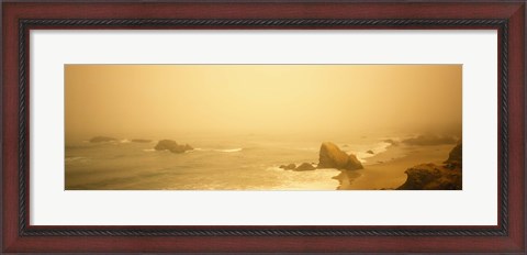 Framed Fog over the beach, Mendocino, California, USA Print