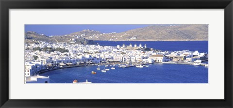 Framed Mykonos Harbor, Greece Print
