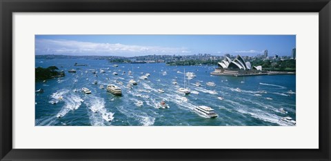 Framed Pleasure Boats, Sydney Harbor, Australia Print