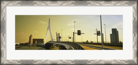 Framed Bridge across the river, Erasmus Bridge, Rotterdam, Netherlands Print