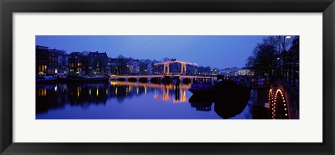 Framed Bridge at night, Amsterdam Netherlands Print