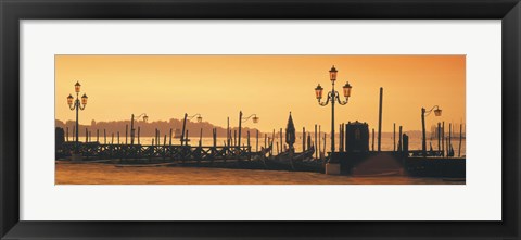 Framed Venice, Italy Pier with Orange Sky Print