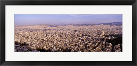 Framed Aerial view of a city, Athens, Greece Print