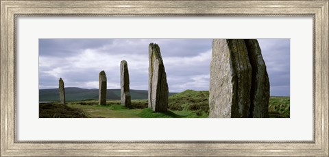 Framed Ring Of Brodgar with view of the hills, Orkney Islands, Scotland, United Kingdom Print