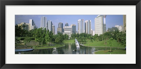 Framed Park In The City, Petronas Twin Towers, Kuala Lumpur, Malaysia Print