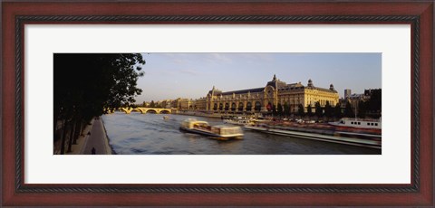Framed Passenger Craft In A River, Seine River, Musee D&#39;Orsay, Paris, France Print