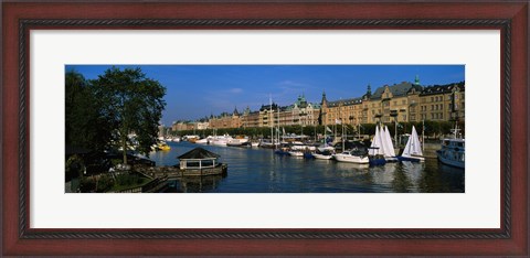 Framed Boats In A River, Stockholm, Sweden Print