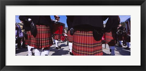 Framed Group Of Men Playing Drums In The Street, Scotland, United Kingdom Print