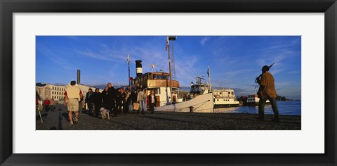 Framed Tourboat Moored At A Dock, Helsinki, Finland Print