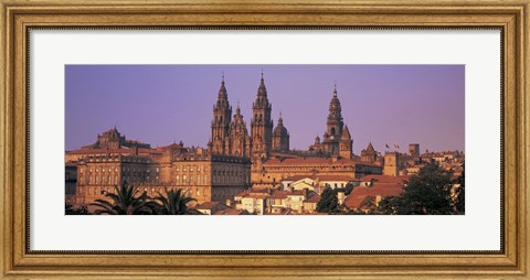 Framed Cathedral in a cityscape, Santiago De Compostela, La Coruna, Galicia, Spain Print