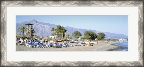 Framed Tourists On The Beach, San Pedro, Costa Del Sol, Marbella, Andalusia, Spain Print