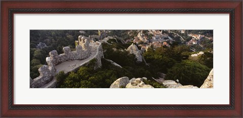 Framed High angle view of ruins of a castle, Castelo Dos Mouros, Sintra, Portugal Print