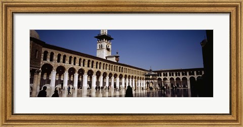 Framed Group of people walking in the courtyard of a mosque, Umayyad Mosque, Damascus, Syria Print