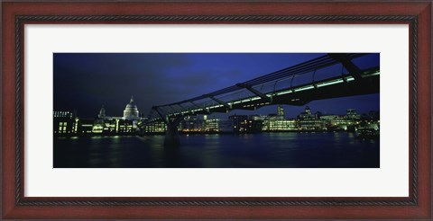 Framed Low angle view of a bridge across a river, Millennium Bridge, Thames River, London, England Print