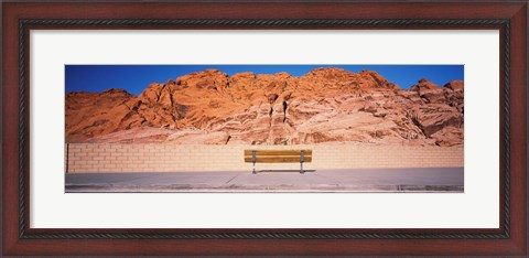Framed Bench in front of rocks, Red Rock Canyon State Park, Nevada, USA Print