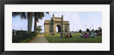 Framed Tourist in front of a monument, Gateway Of India, Mumbai, Maharashtra, India Print