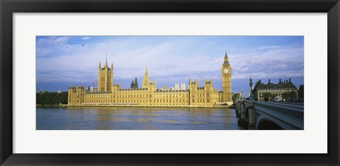 Framed Government building at the waterfront, Thames River, Houses Of Parliament, London, England Print