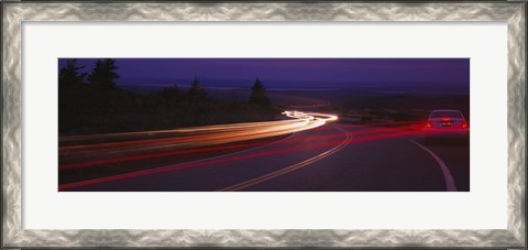 Framed Cars moving on the road, Mount Desert Island, Acadia National Park, Maine, USA Print