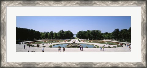 Framed Tourists around a fountain, Versailles, France Print