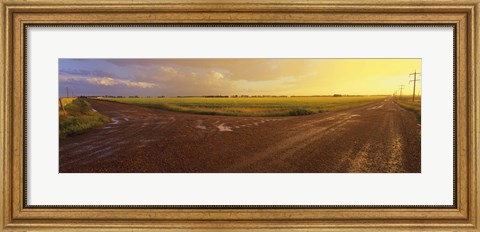 Framed Country crossroads passing through a landscape, Edmonton, Alberta, Canada Print