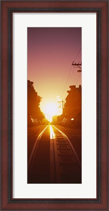 Framed Cable car tracks at sunset, San Francisco, California, USA Print