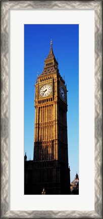 Framed Low angle view of a clock tower, Big Ben, Houses of Parliament, London, England Print