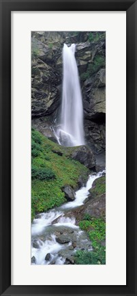 Framed Waterfall in a forest, Sass Grund, Switzerland Print