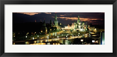 Framed Red Square at night, Kremlin, Moscow, Russia Print