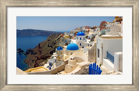 Framed High angle view of a church, Oia, Santorini, Cyclades Islands, Greece Print