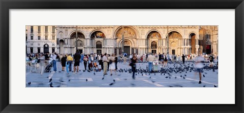 Framed Tourists in front of a cathedral, St. Mark&#39;s Basilica, Piazza San Marco, Venice, Italy Print