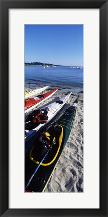 Framed Kayaks on the beach, Third Beach, Sakonnet River, Middletown, Newport County, Rhode Island (vertical) Print