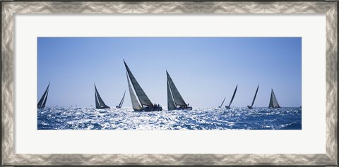 Framed Sailboats racing in the sea, Farr 40&#39;s race during Key West Race Week, Key West Florida, 2000 Print