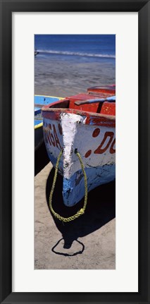 Framed Two fishing boats on the beach, Mazatalan, Mexico Print