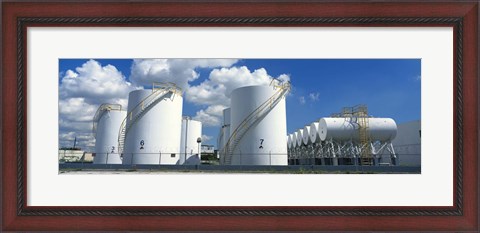 Framed Storage tanks in a factory, Miami, Florida, USA Print