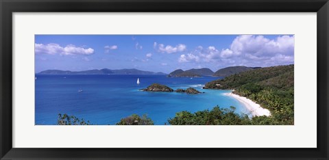 Framed Trees on the coast, Trunk Bay, Virgin Islands National Park, St. John, US Virgin Islands Print