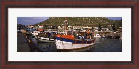 Framed Fishing boats moored at a harbor, Kalk Bay Harbour, Kalk Bay, False Bay, Cape Town, Western Cape Province, South Africa Print