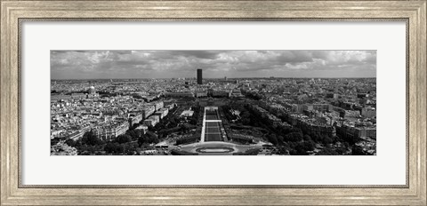 Framed Aerial view of a city, Eiffel Tower, Paris, Ile-de-France, France Print