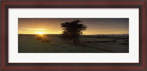 Framed Sunset over a landscape, Masai Mara National Reserve, Great Rift Valley, Kenya Print