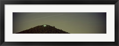 Framed Low angle view of star trails over a mountain peak, Echo Mountain, Piediluco Lake, Terni, Umbria, Italy Print