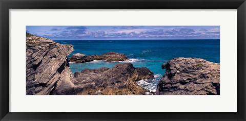 Framed Rock formations on the coast, Bermuda Print