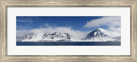 Framed Snow covered mountains, Magdalene Fjord, Spitsbergen, Svalbard Islands, Norway Print