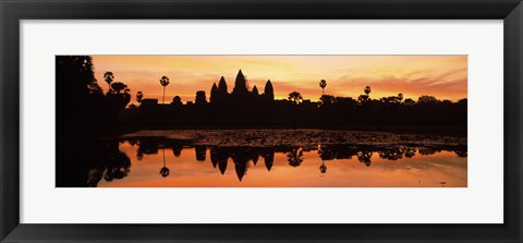 Framed Silhouette of a temple, Angkor Wat, Angkor, Cambodia Print